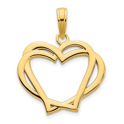 14k Yellow Gold Heart in a Heart Pendant for Women