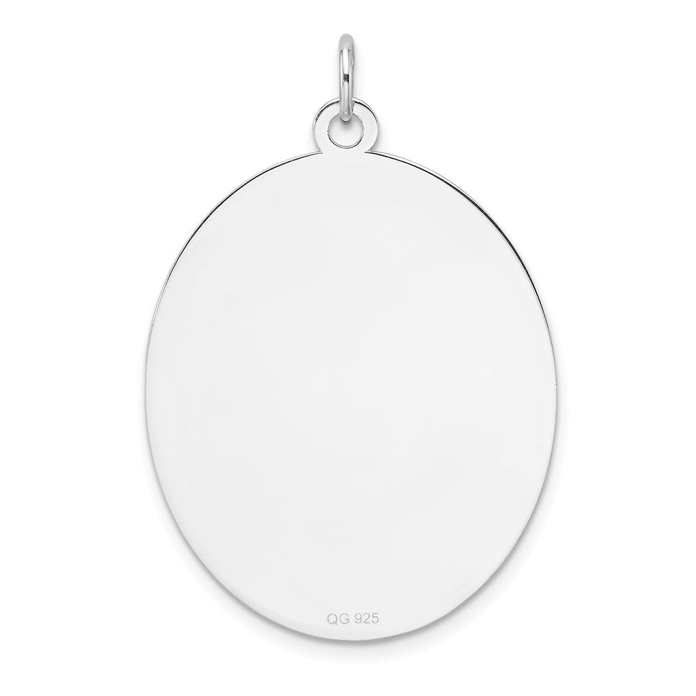 Sterling Silver Rhod-plate Oval Polish Front Back Disc Charm