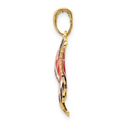 14k Yellow Gold Enameled Butterfly Pendant for Women