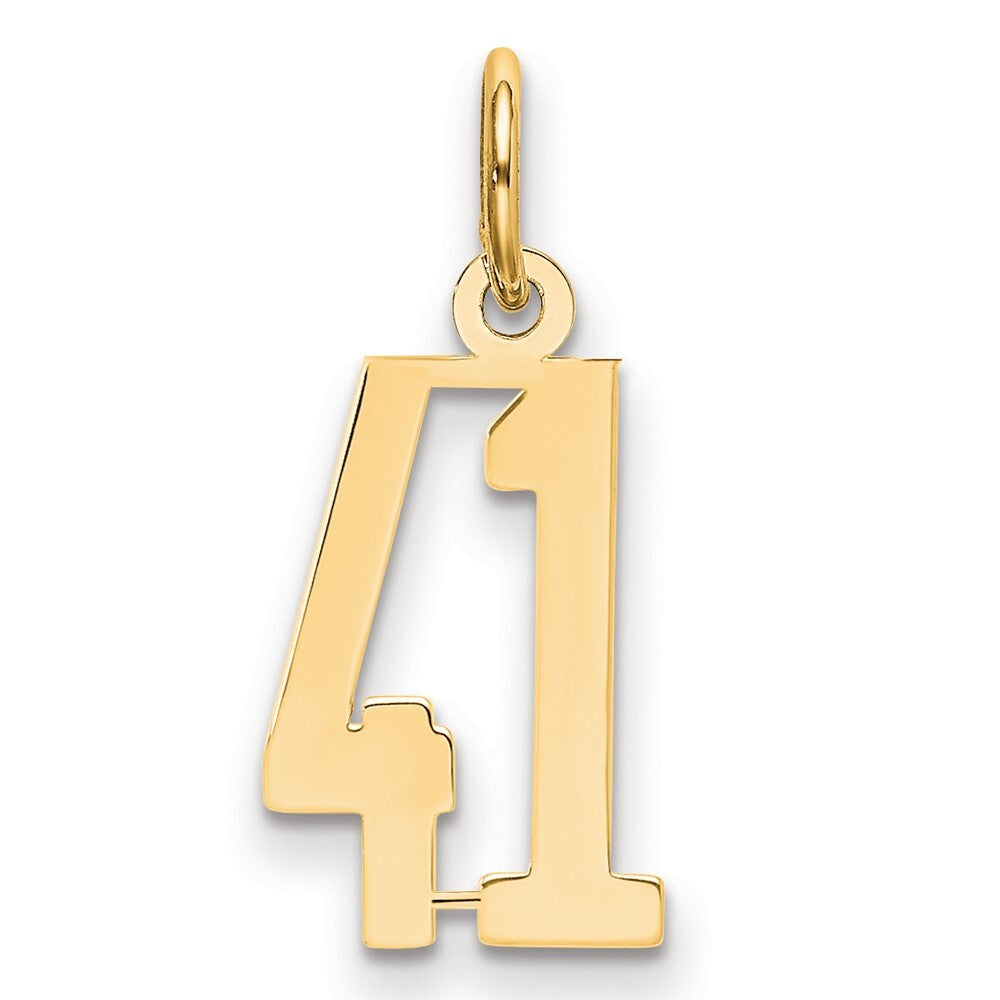 14k Yellow Gold Small Elongated Number 41 Charm Pendant for Women