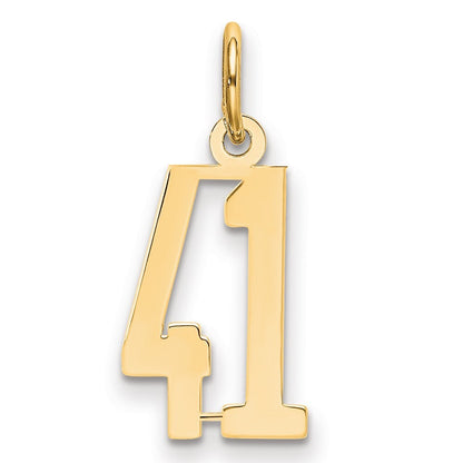 14k Yellow Gold Small Elongated Number 41 Charm Pendant for Women