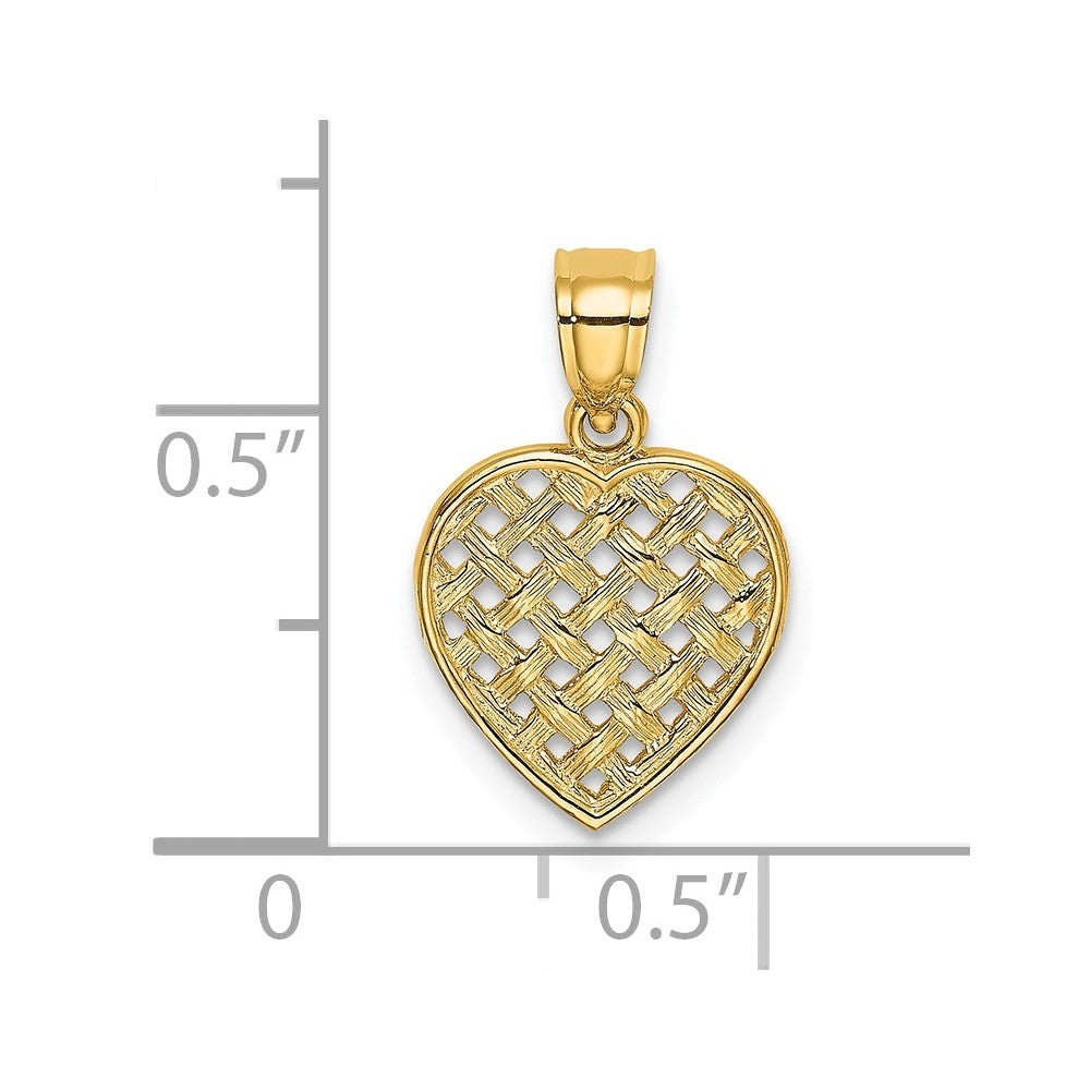 14k Yellow Gold Cut-Out and Textured Woven Heart Charm