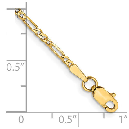 14k Yellow Gold 5.5 inch 1.8mm Flat Figaro Chain Bracelet