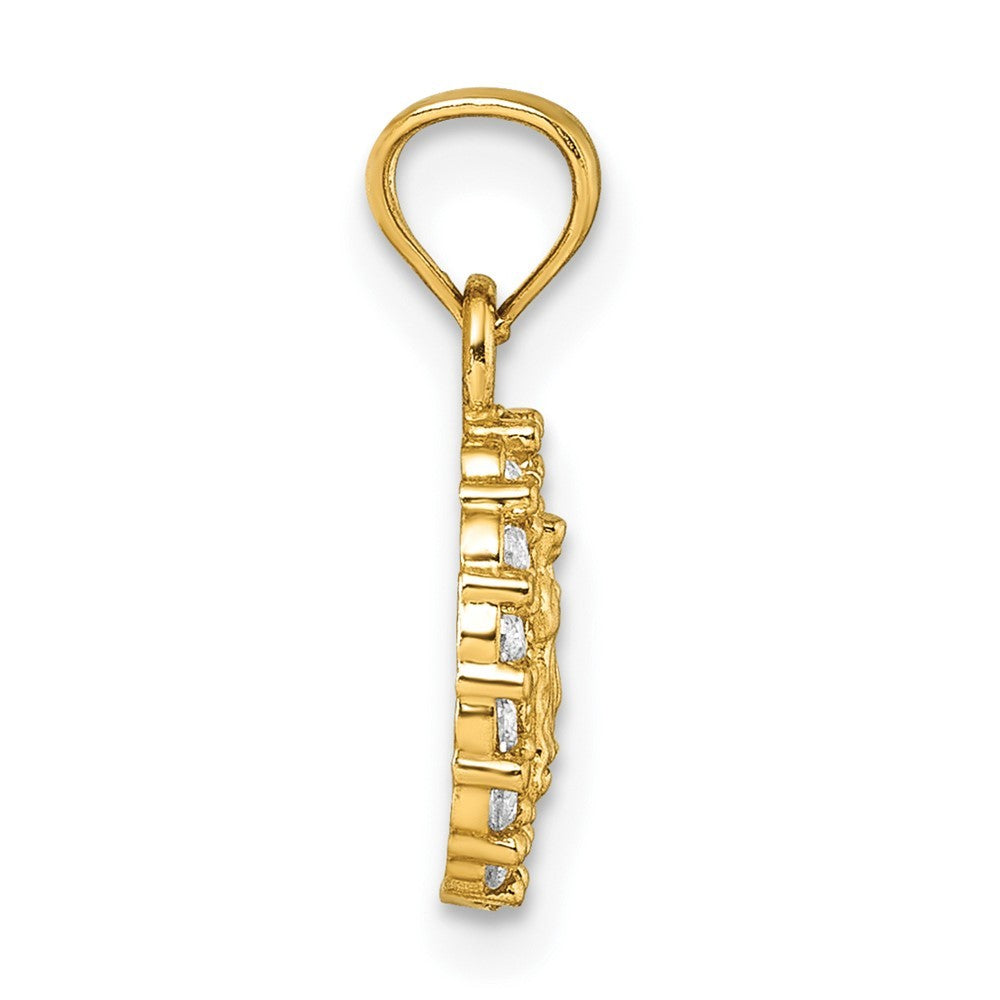 14k Yellow Gold Polished CZ Oval Our Lady of Guadalupe Charm Pendant