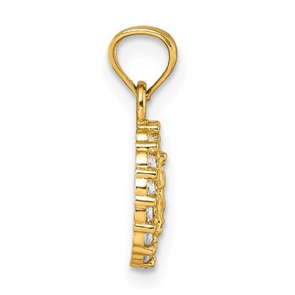 14k Yellow Gold Polished CZ Oval Our Lady of Guadalupe Charm Pendant