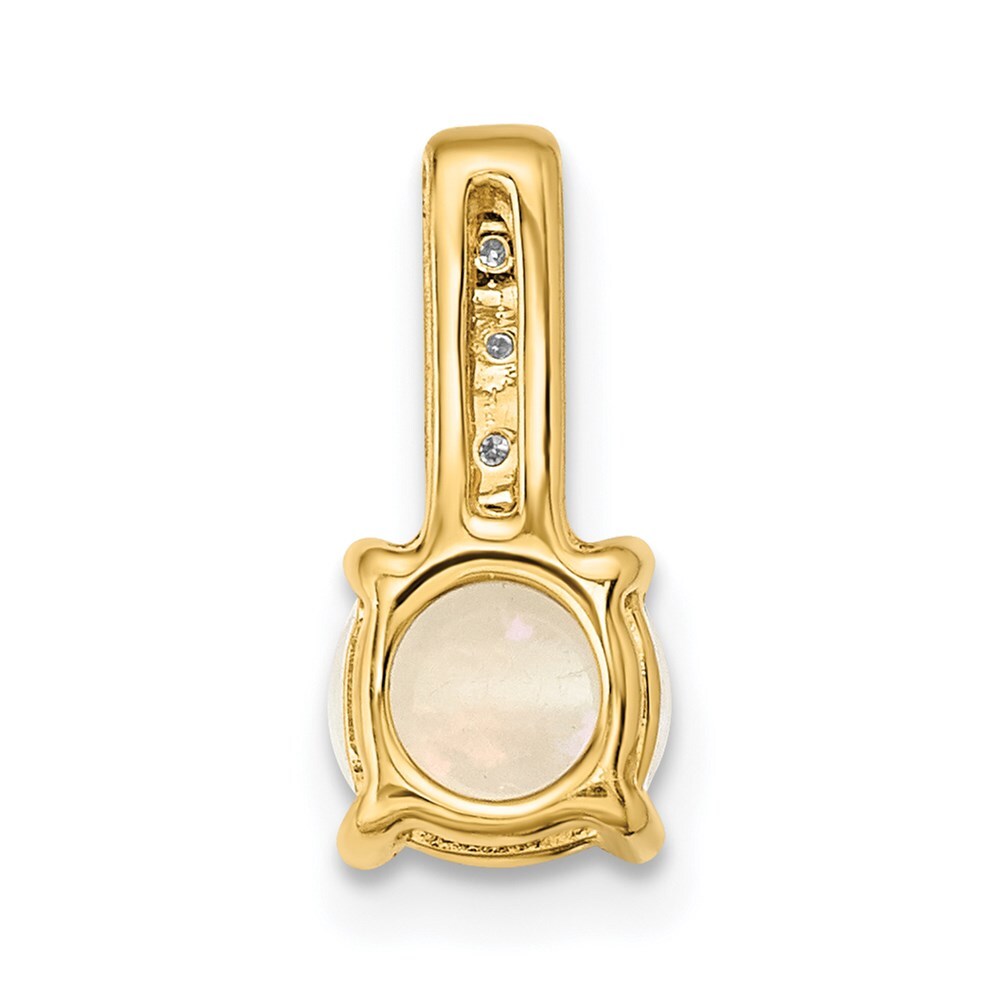 14k Yellow Gold Diamond and Opal Polished Pendant for Women