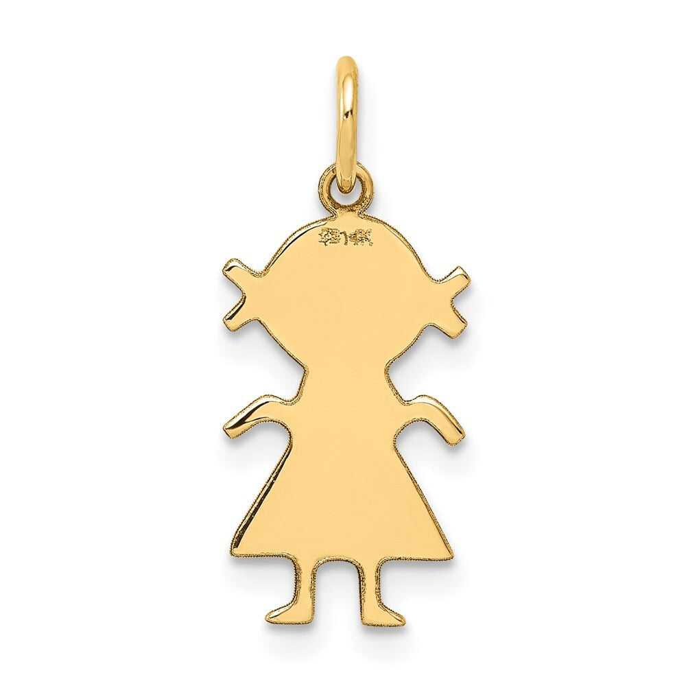 14k Yellow Gold .011 Depth Engravable Girl Charm Pendant for Women