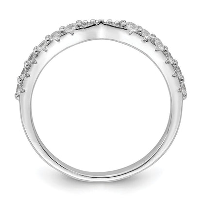 Sterling Silver Polished Rhodium-plated CZ Trio 3 Ring Set Size 6
