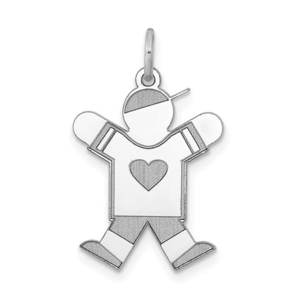 14k White Gold Kid Charm Pendant for Women