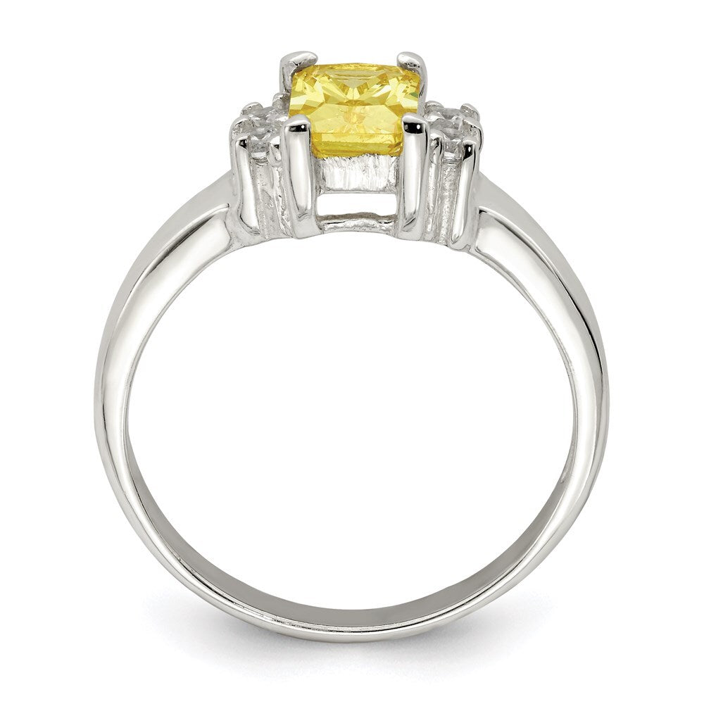 Sterling Silver Yellow & White Cubic Zirconia Ring Size 7