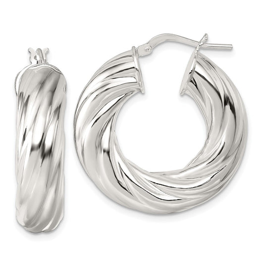 Sterling Silver Polished 8mm Twisted Hoop Earrings