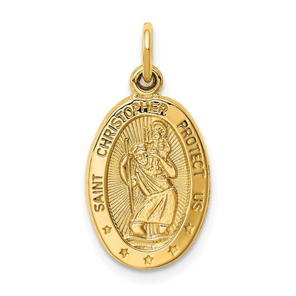 14k Yellow Gold Saint Christopher Medal Charm Pendant for Women