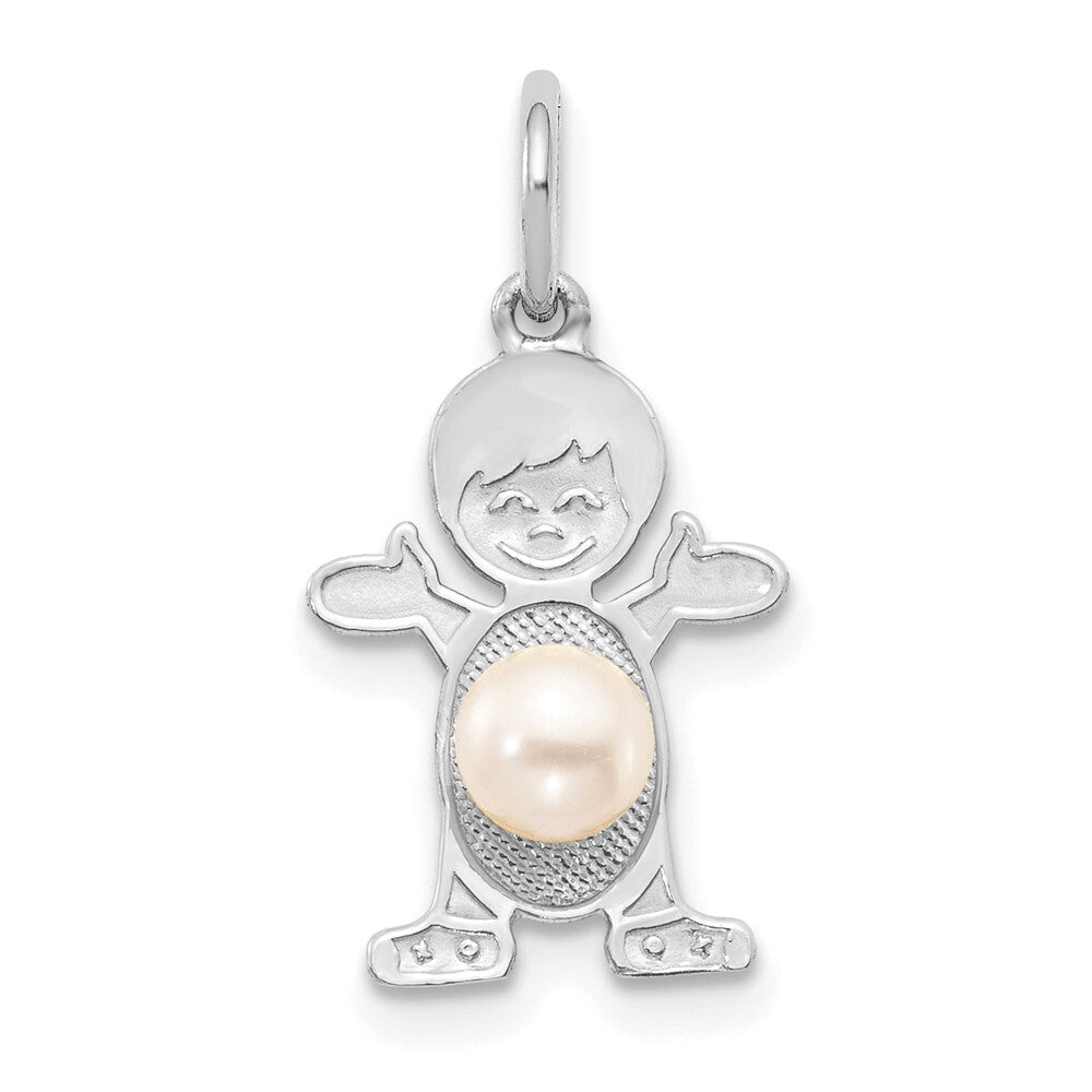14k White Gold Boy 4mm FW Cultured Pearl-June Pendant for Women