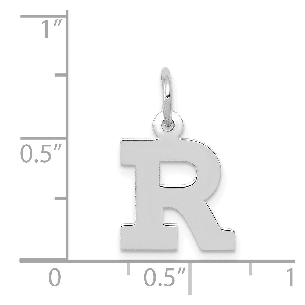 14k White Gold Small Block Letter R Initial Charm Pendant for Women