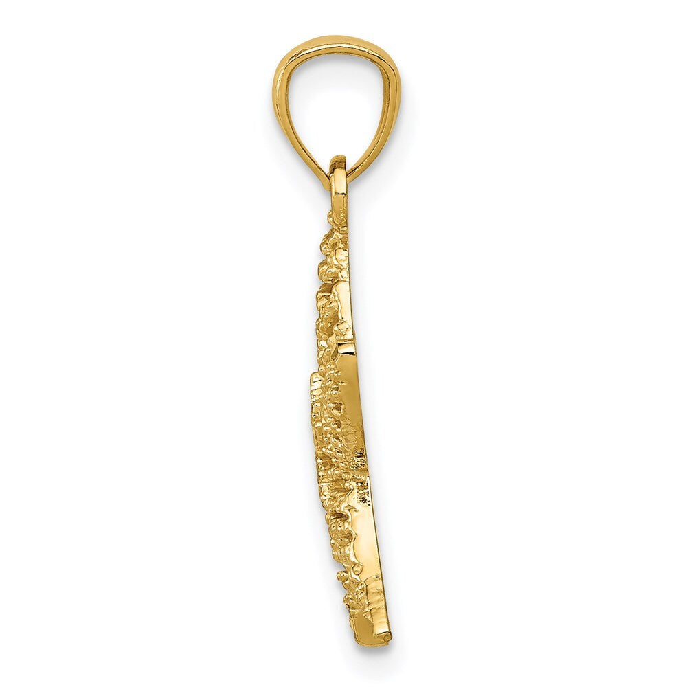 14k Yellow Gold Diamond-cut Polished Filigree Starfish Pendant for Women