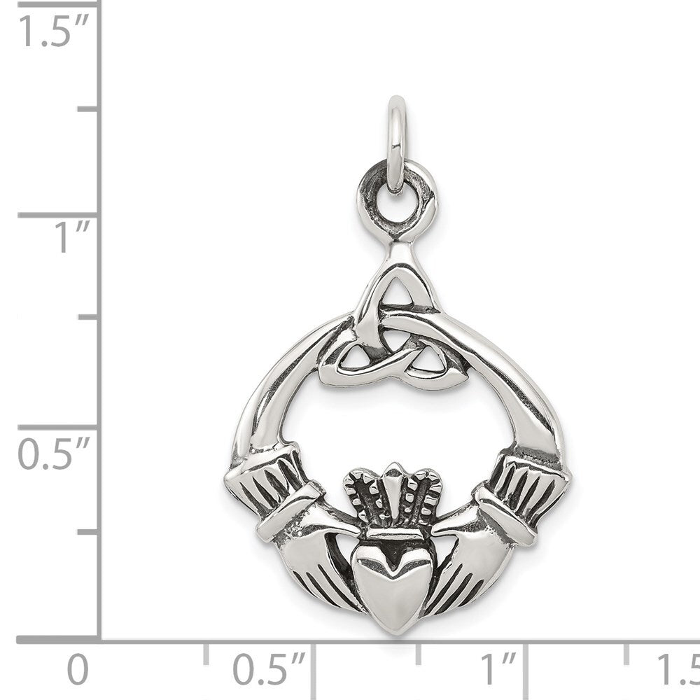 Sterling Silver Antiqued Claddagh Pendant Holiday Gift for Women