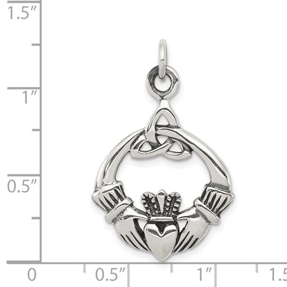 Sterling Silver Antiqued Claddagh Pendant Holiday Gift for Women