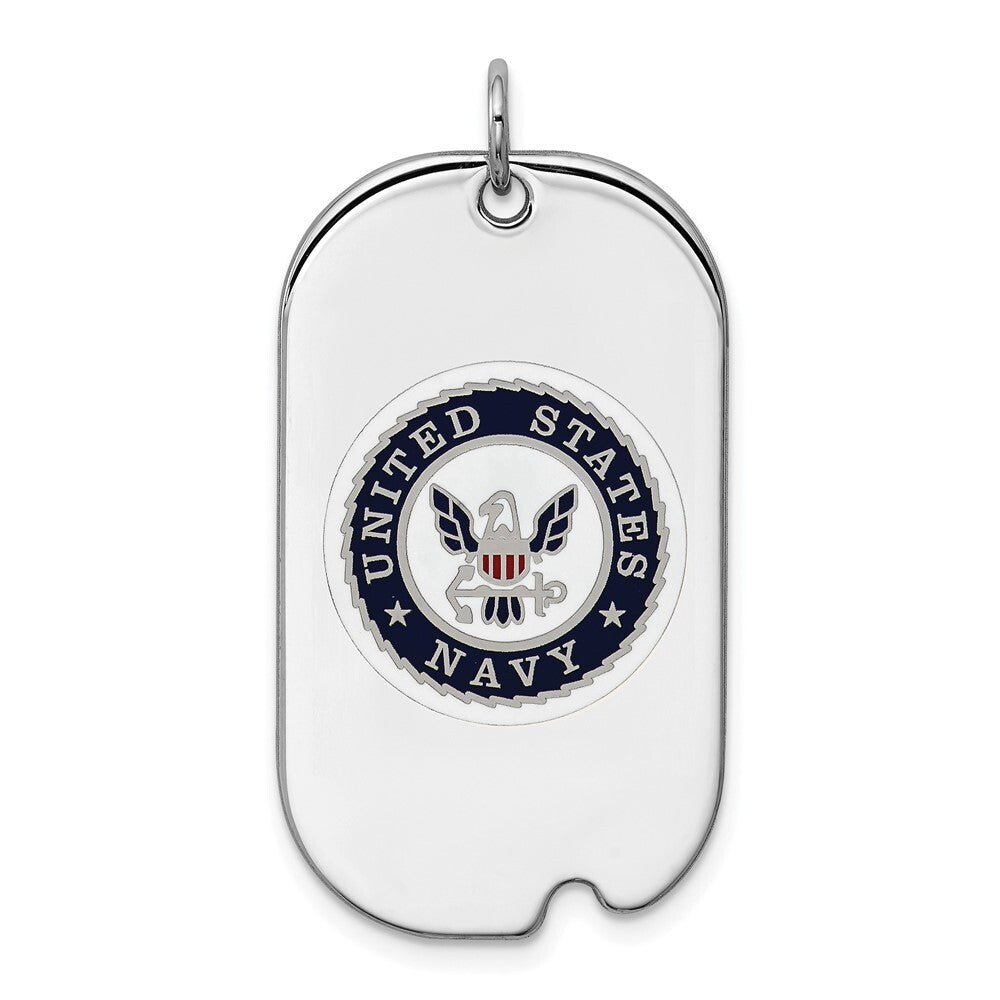 Sterling Silver Rhodium-plated US Navy Dog Tag