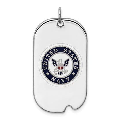 Sterling Silver Rhodium-plated US Navy Dog Tag