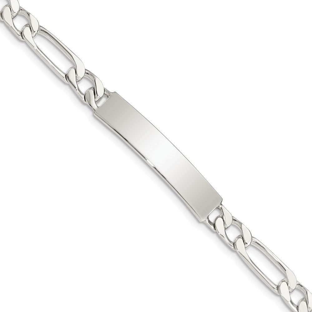 Sterling Silver 8inch Polished Engraveable Figaro Link ID Bracelet