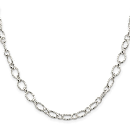 Sterling Silver 6.1mm Fancy Patterned Rolo Chain Necklace