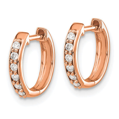 14k Rose Gold Diamond Hinged Hoop Earrings