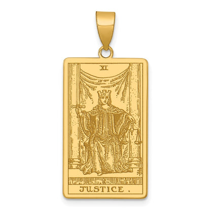 14k Yellow Gold Justice Tarot Card Pendant for Women