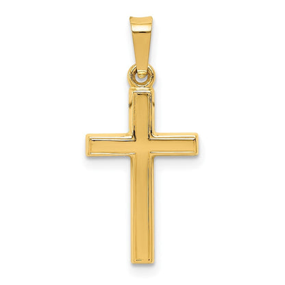 14k Yellow Gold Diamond-cut Small Hollow Cross Pendant for Women