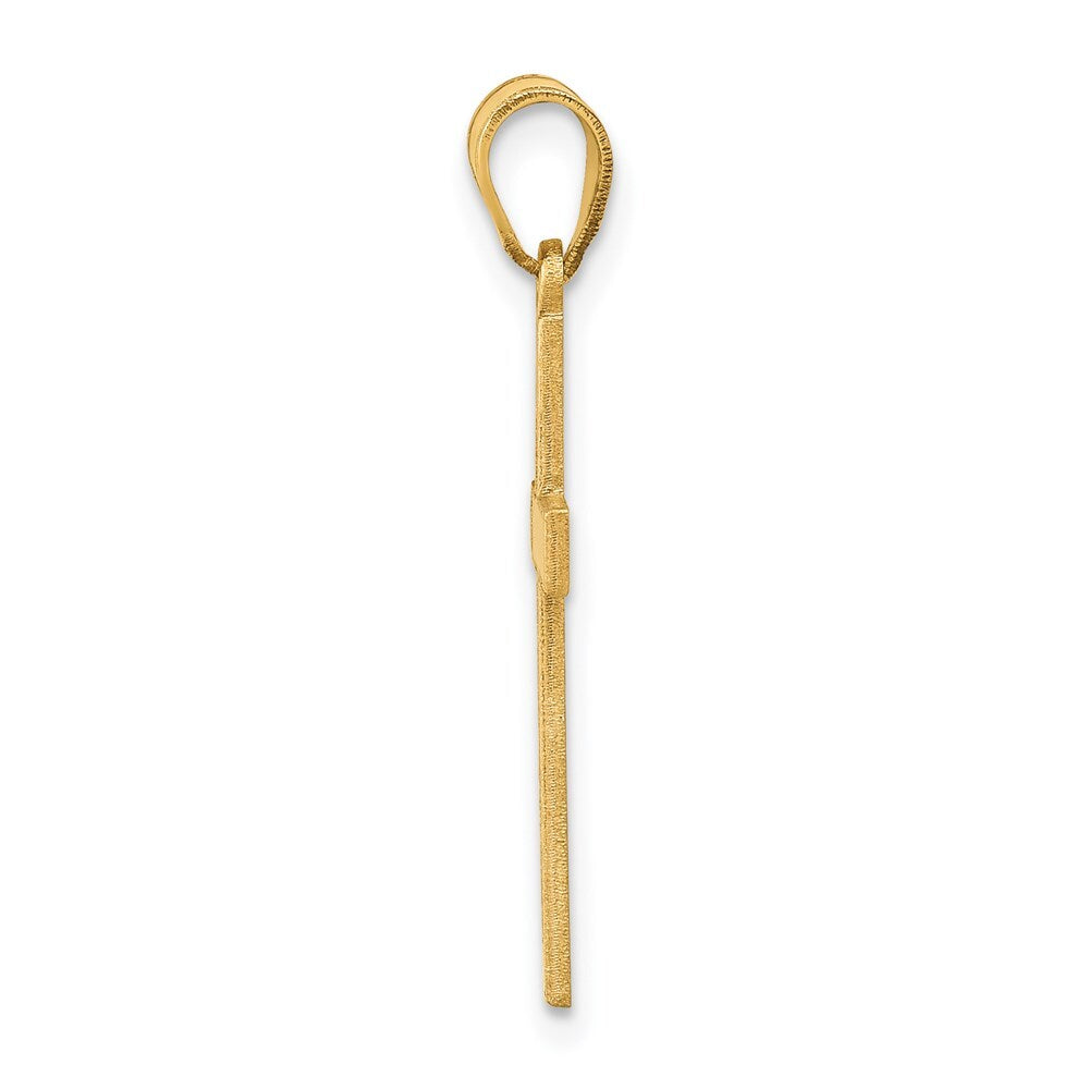 14k Yellow Gold Florentine Satin Cross Pendant for Women