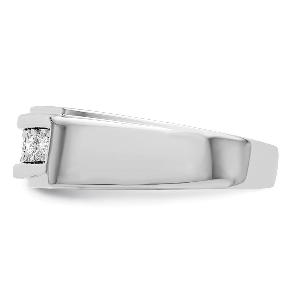 Sterling Silver Rhodium Plated Men's Polished Diamond Ring