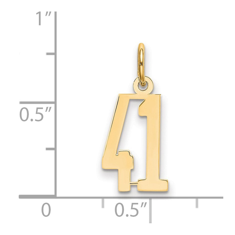 14k Yellow Gold Small Elongated Number 41 Charm Pendant for Women