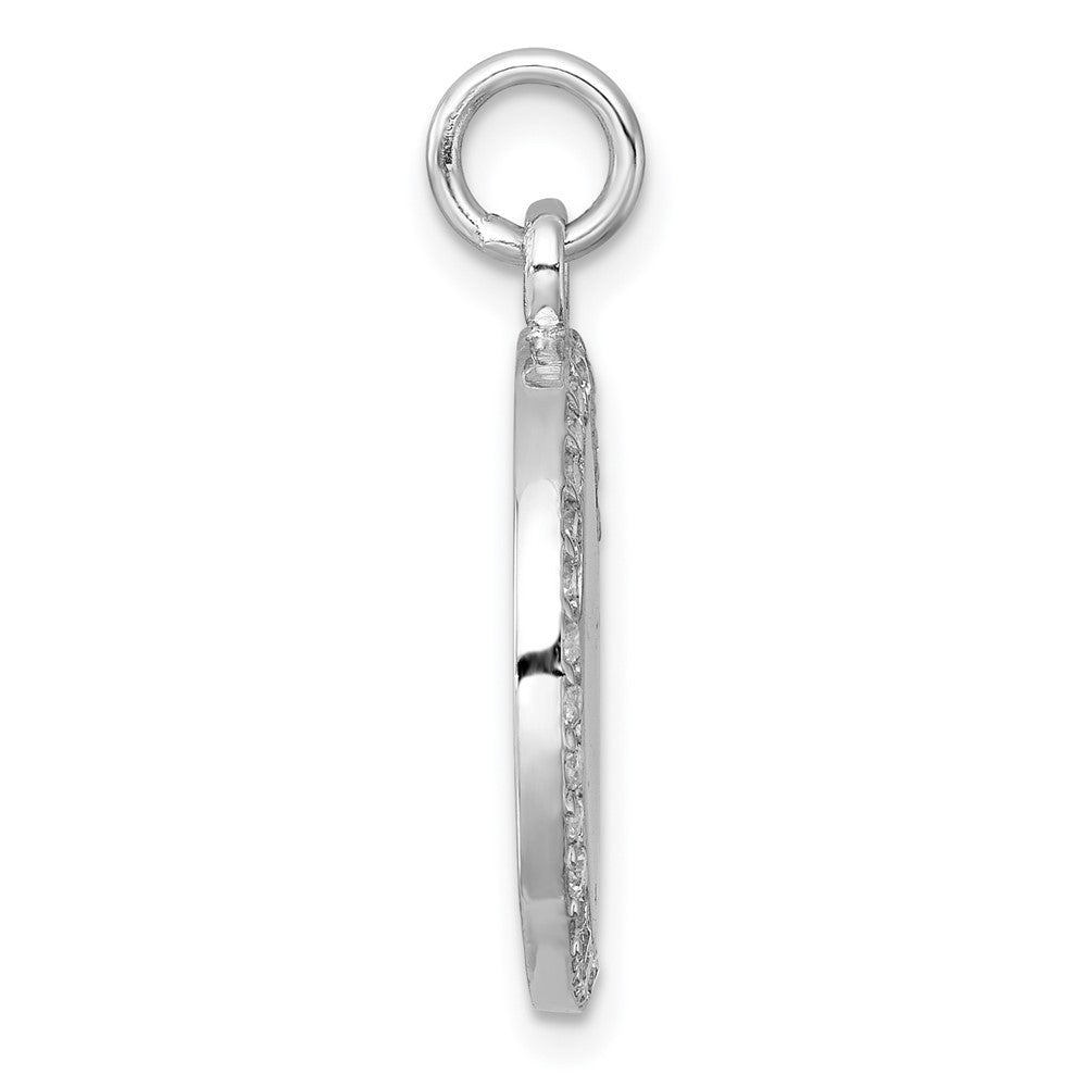Sterling Silver Polished Cubic Zirconia Engraveable Circle Pendant