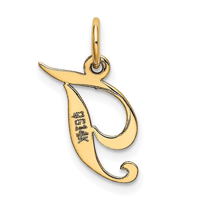 14k Yellow Gold Small Fancy Script Letter T Initial Charm Pendant