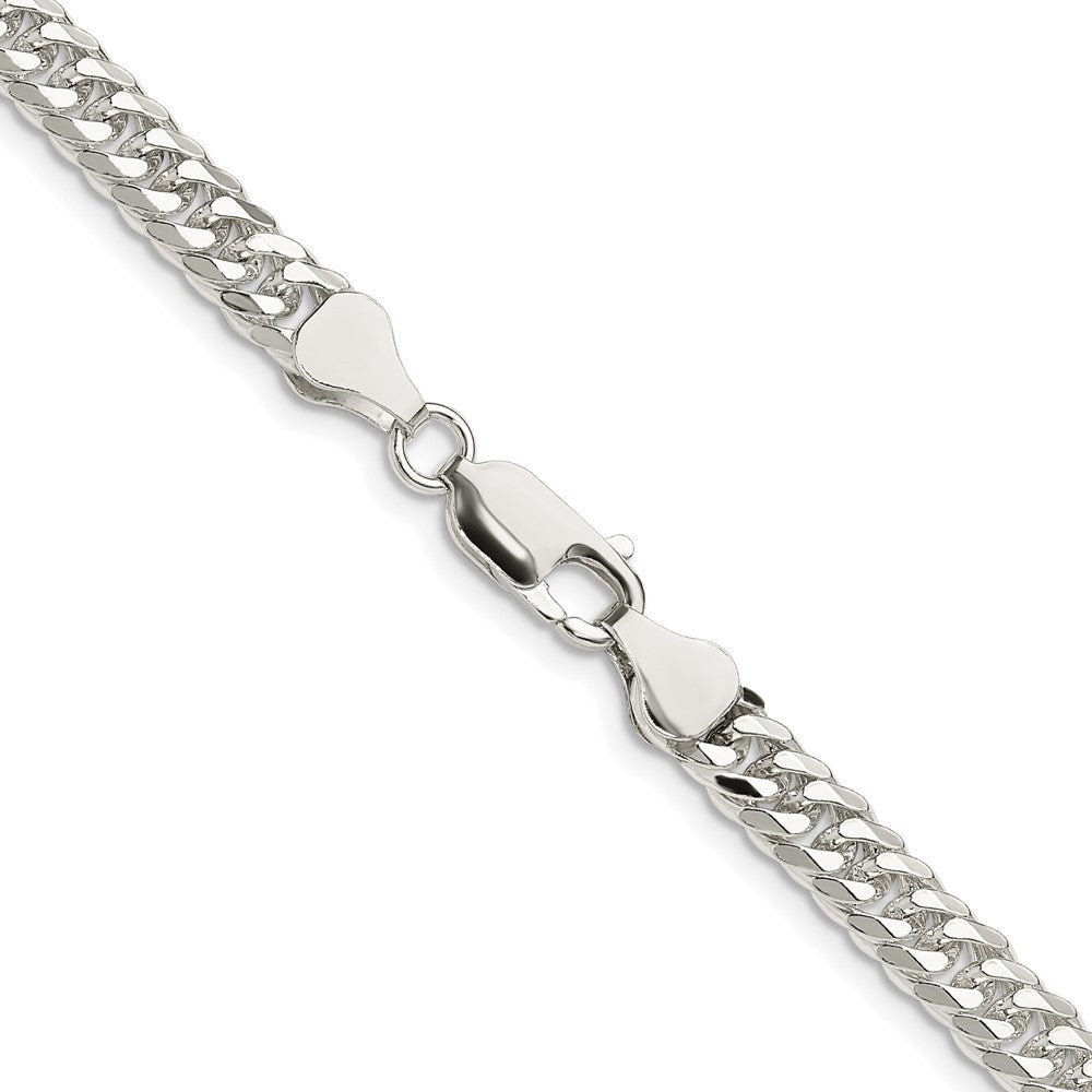 Sterling Silver Rhodium-plated 5.7mm Double Diamond-cut Curb Chain Necklace