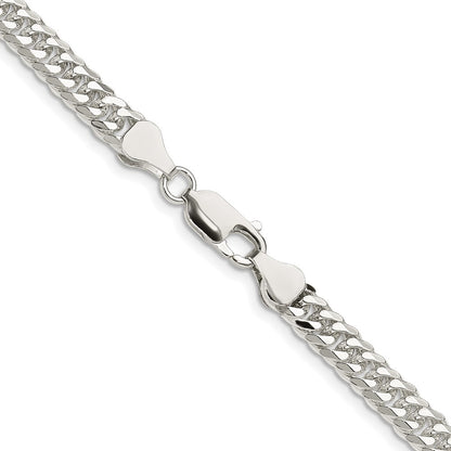 Sterling Silver Rhodium-plated 5.7mm Double Diamond-cut Curb Chain Necklace