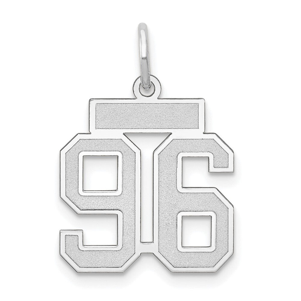 14k White Gold Small Satin Number 96 Charm Pendant for Women