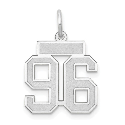 14k White Gold Small Satin Number 96 Charm Pendant for Women