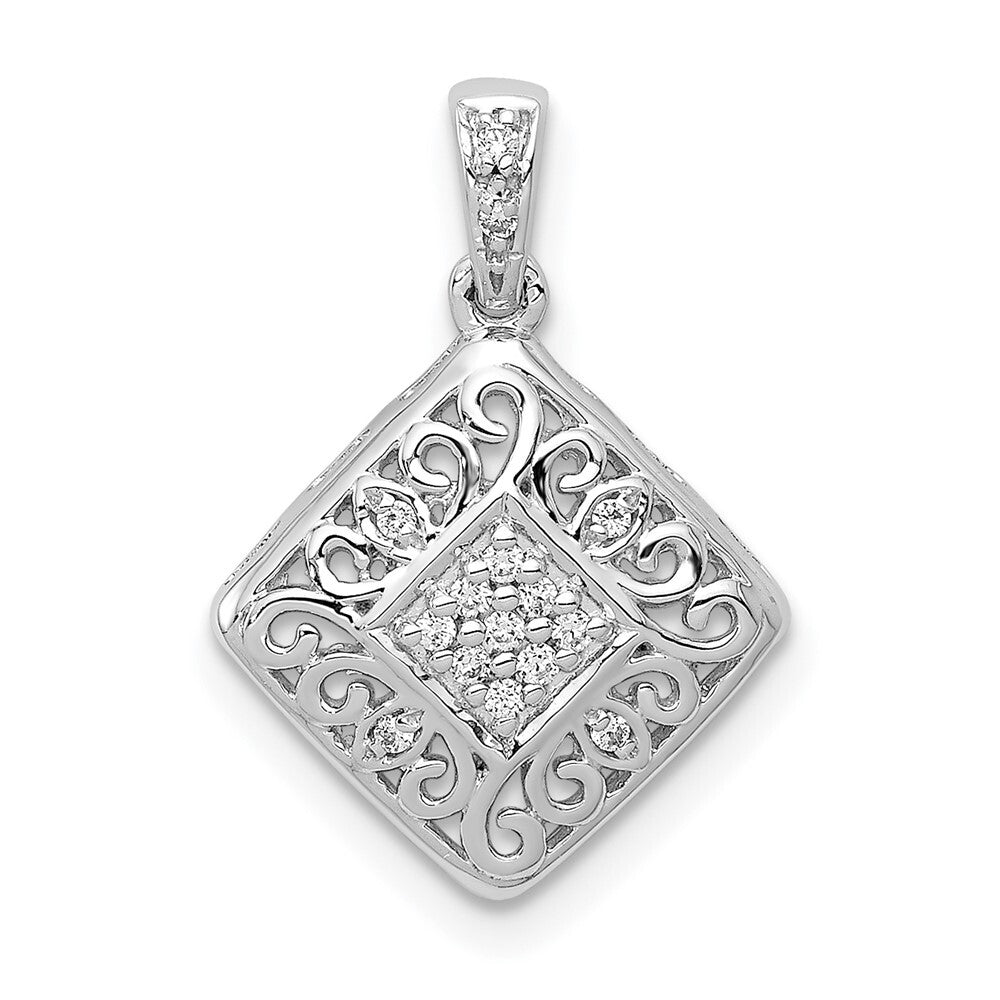14k White Gold 1/15ct. Diamond Fancy Pendant for Women