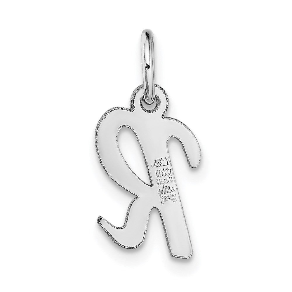 14k White Gold Small Script Letter R Initial Charm Pendant
