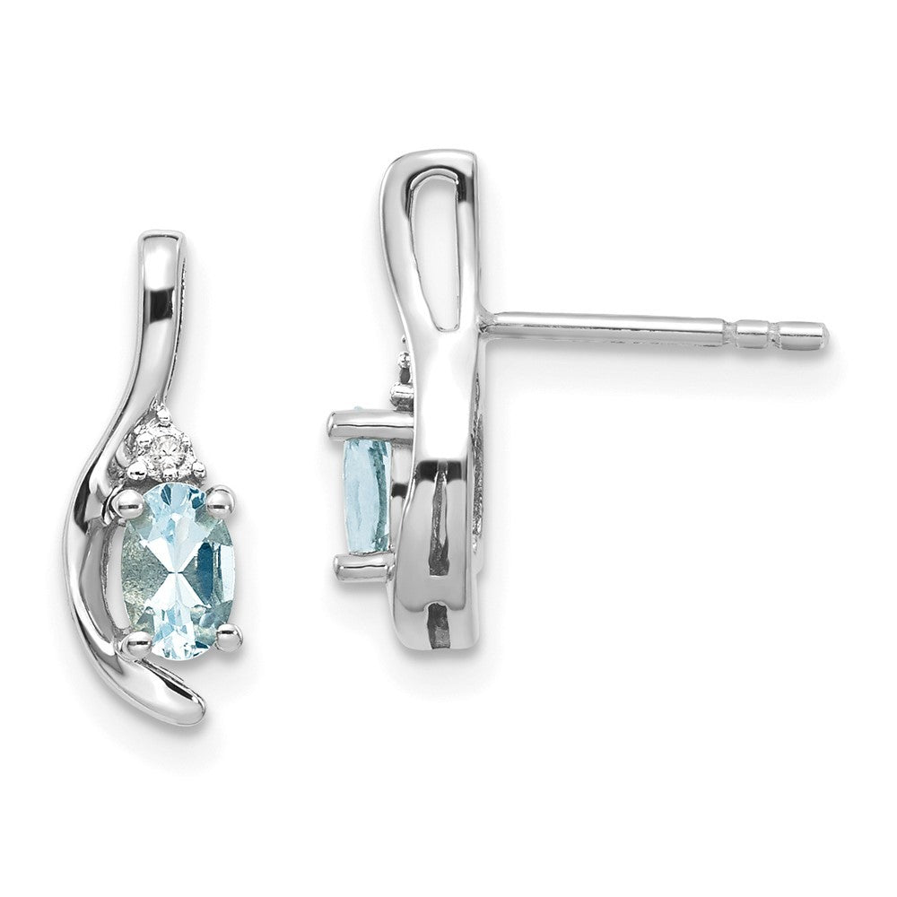14k White Gold Aquamarine and Diamond Earrings