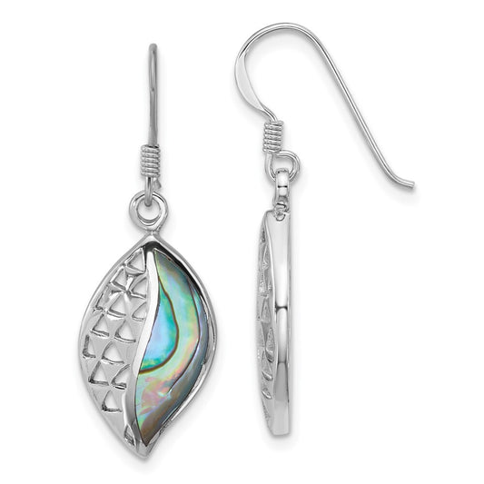 Sterling Silver Rhodium-plated Polished Abalone Dangle Earrings
