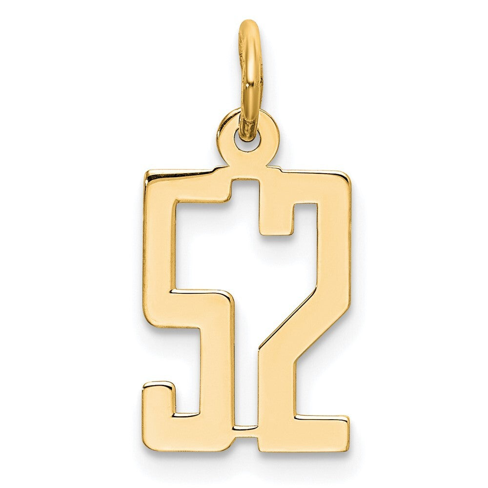 14k Yellow Gold Small Elongated Number 52 Charm Pendant for Women