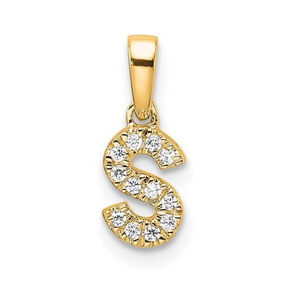 14k Yellow Gold  Diamond Letter S Initial with Bail Pendant