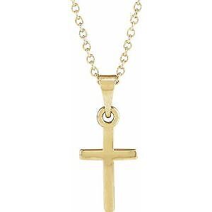 14k Yellow Gold Cross Pendant Necklace 18"