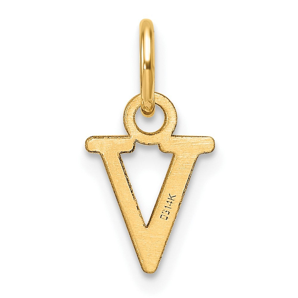 14k Yellow Gold Cutout Letter V Initial Pendant