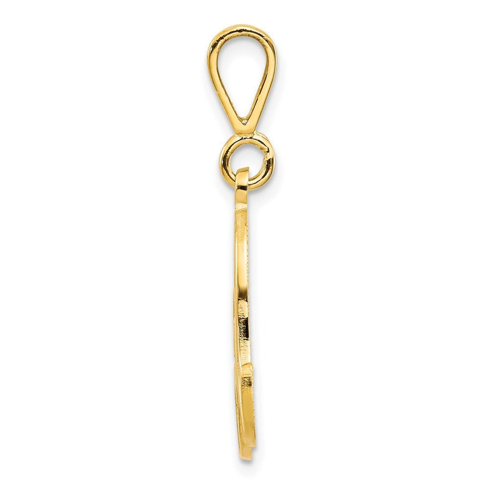14k Yellow Gold Polished Script Filigree Letter A Initial Pendant