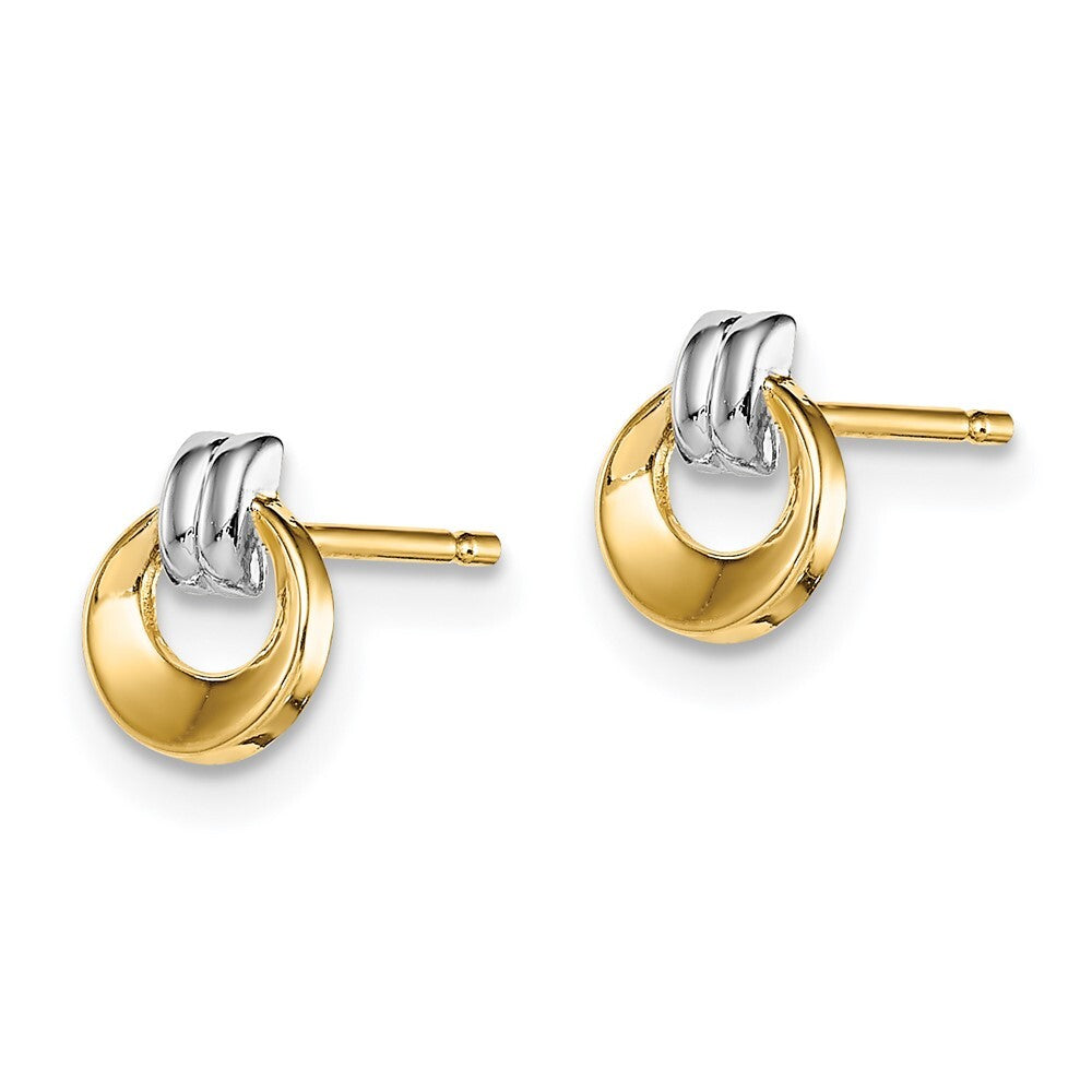 14k Yellow Gold Rhodium Circle Stud Earrings Gift for Women