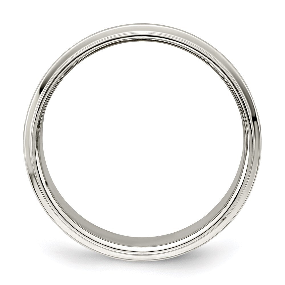 Sterling Silver 8mm Flat with Step Edge Size 12 Band Ring