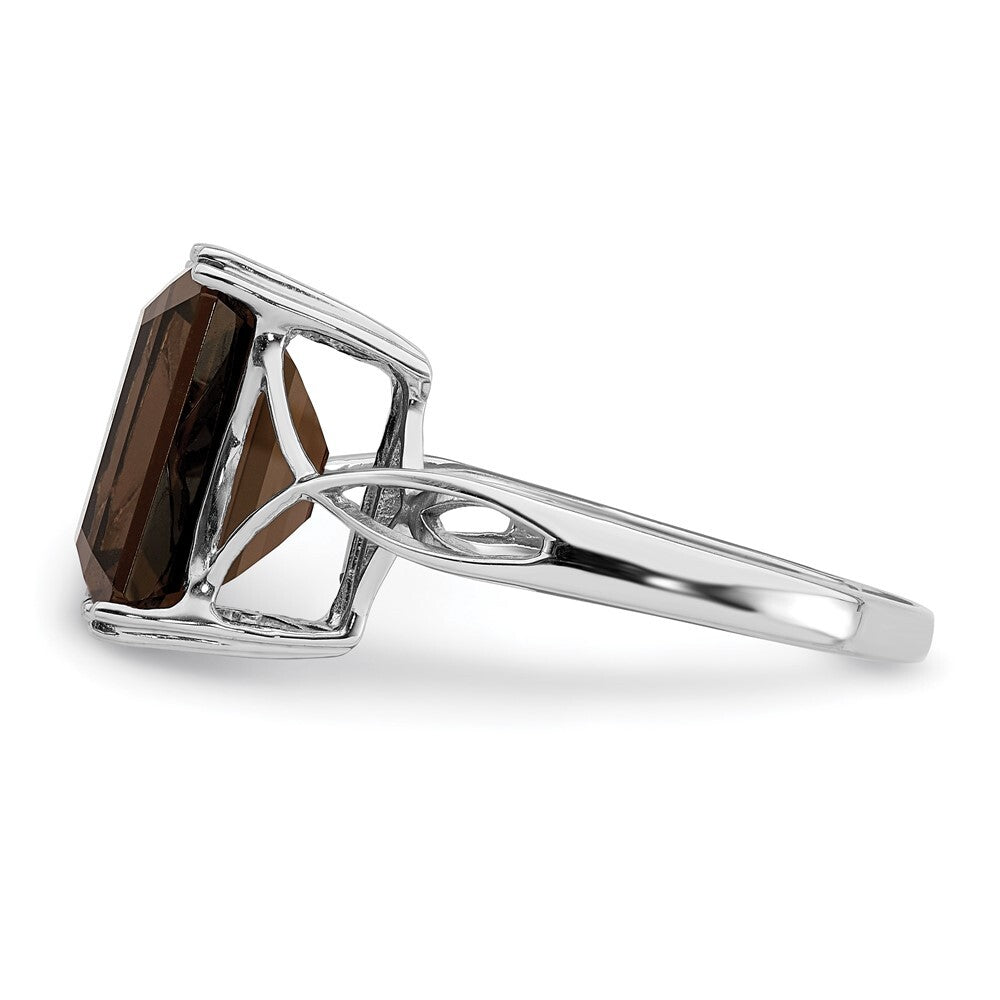 Sterling Silver Rhodium Smoky Quartz Ring Size 8