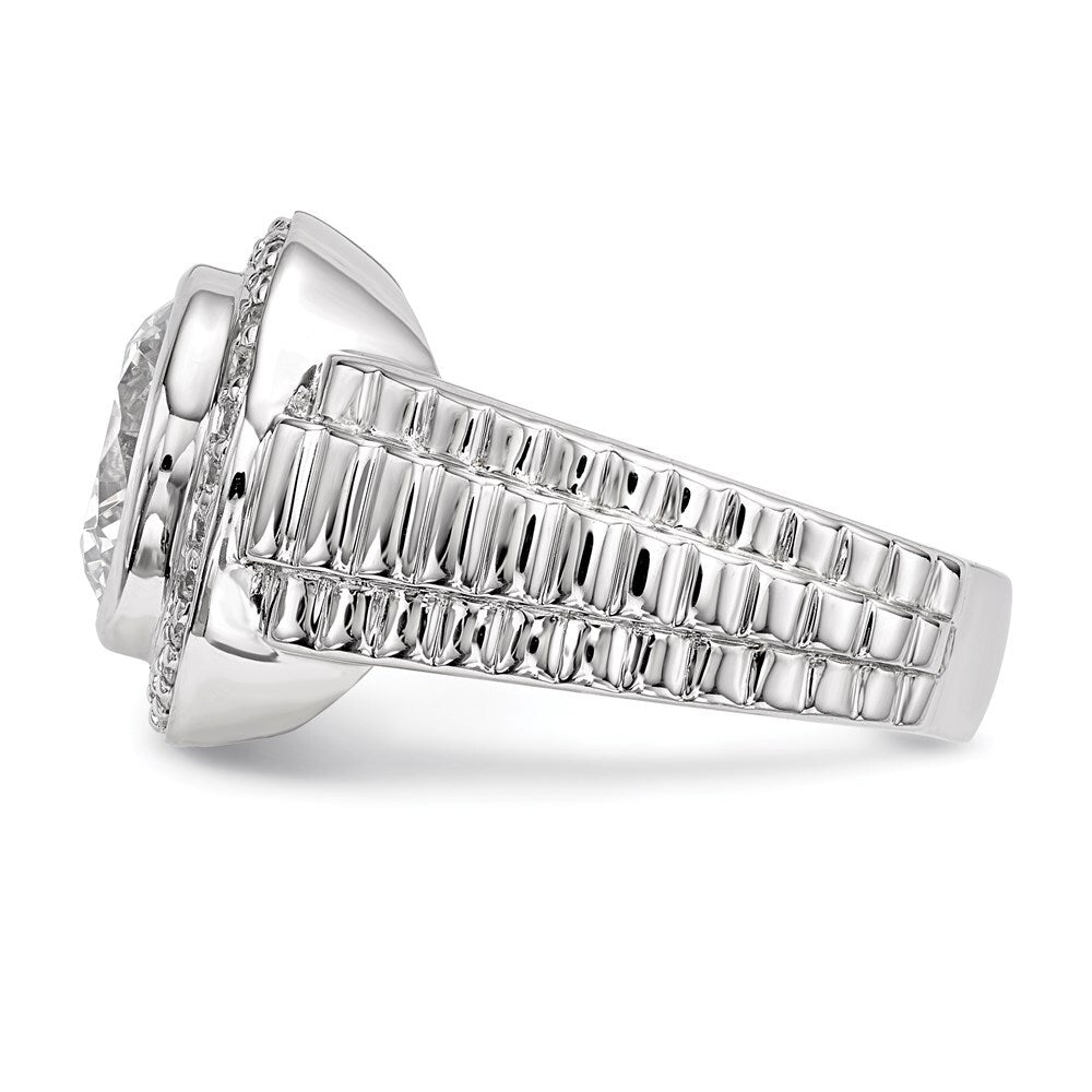 Sterling Silver Rhodium-plated Mens Cubic Zirconia Ring Size 11